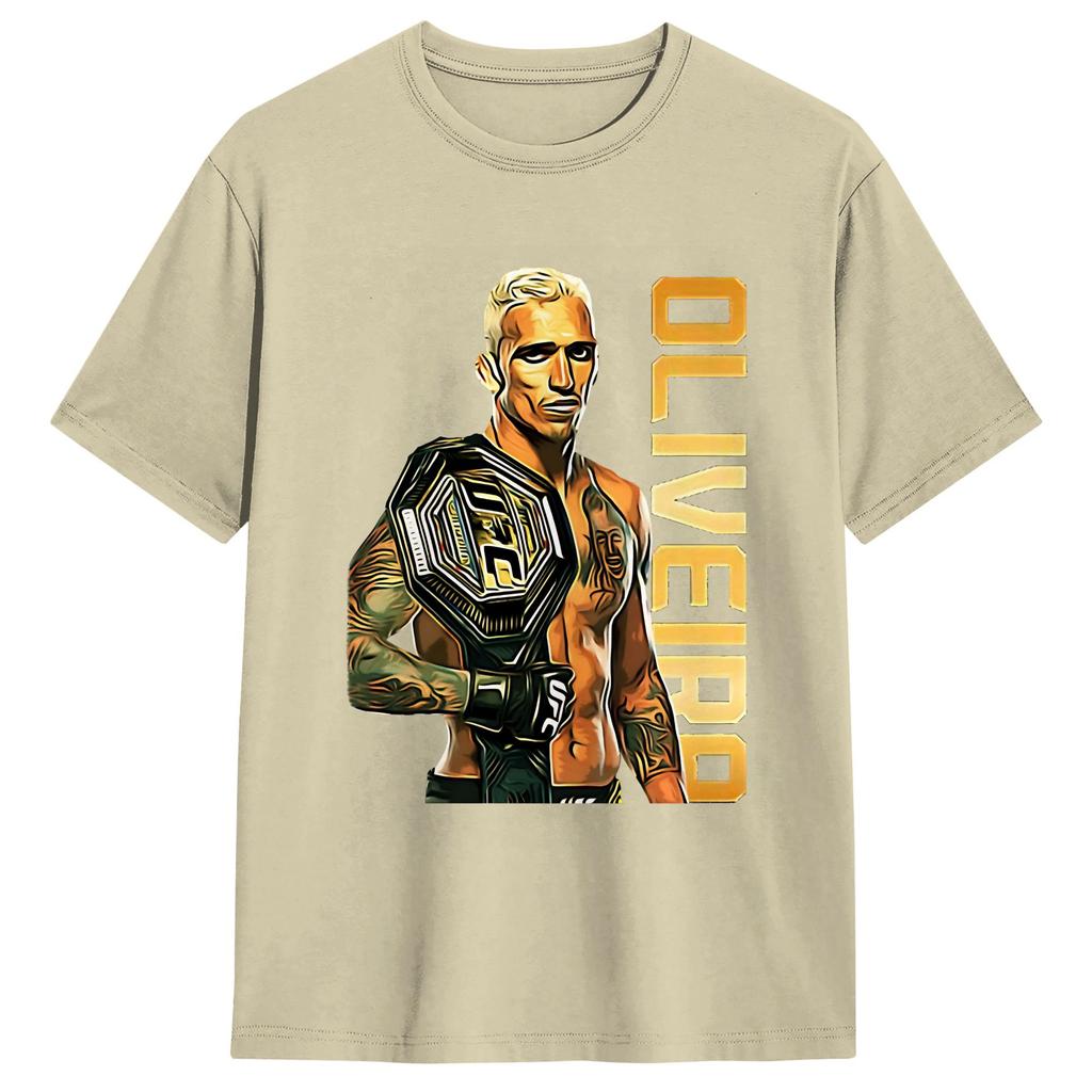 Charles Oliveira TShirt Beach Cotton T Shirts For Men Harajuku Custom Logo Tshirt Short Sleeve Street Style Tees