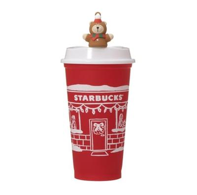 STARBUCKS Starbucks Holiday 2025 Reusable Cup, Red, 473ml + Drink Hole Cap, Bearista Holiday 2025 Set