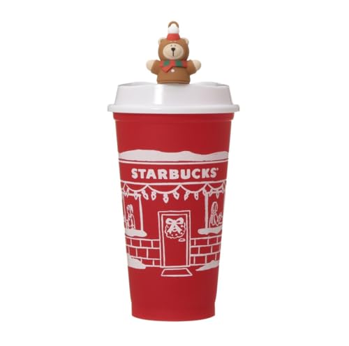 

STARBUCKS Starbucks Holiday 2025 Reusable Cup, Red, 473ml + Drink Hole Cap, Bearista Holiday 2025 Set