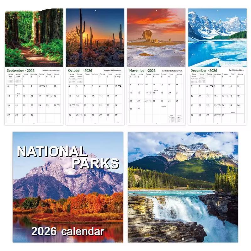 Nationalpark Kalender 2026 - 12 Monate malerische Schönheit Monatsplaner Hängekalender zur Organisation und Heimdekoration