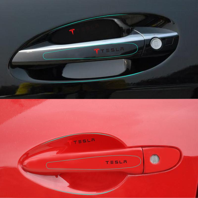 Tesla Car Door Handle Bowl Transparent Sticker Anti-collision Protection Strips For Model 3 Y S Cybertruck Juguete Roadster Coil