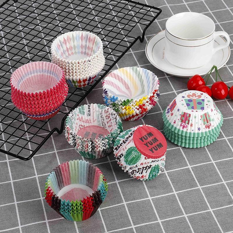 AD23-Cupcake Cases 600 Pieces Cake Paper Wrapper 6 Styles Baking Cup For Muffin Dessert Wedding Party Birthday