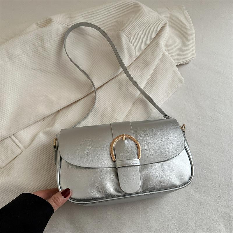 Retro simple small bag women's 2025 spring new trendy fashion messenger bag texture foreign style underarm small square bag