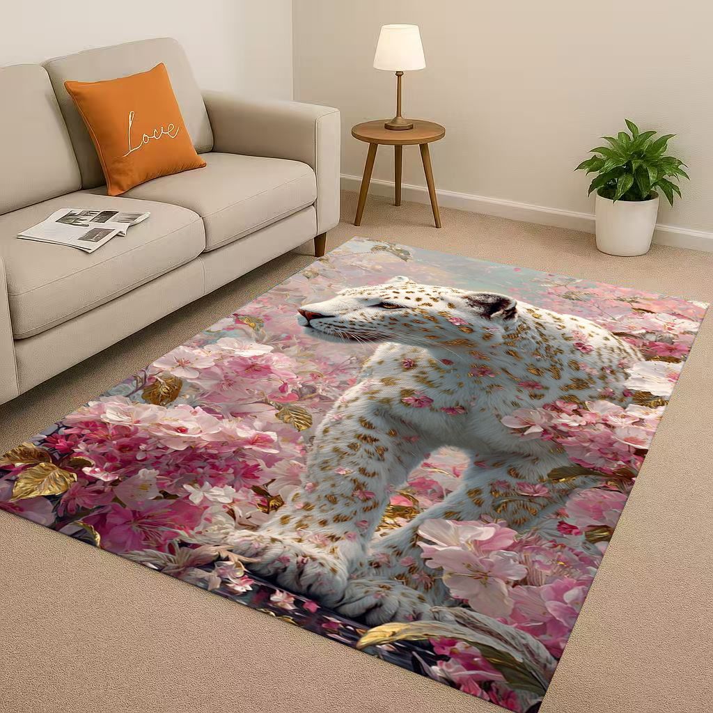 3D Cheetah Leopard Beast Living Room Non Slip Area Rug Soft Carpet for Bedroom Playroom and Sofa ,Easy Clean Home Decor Doormat