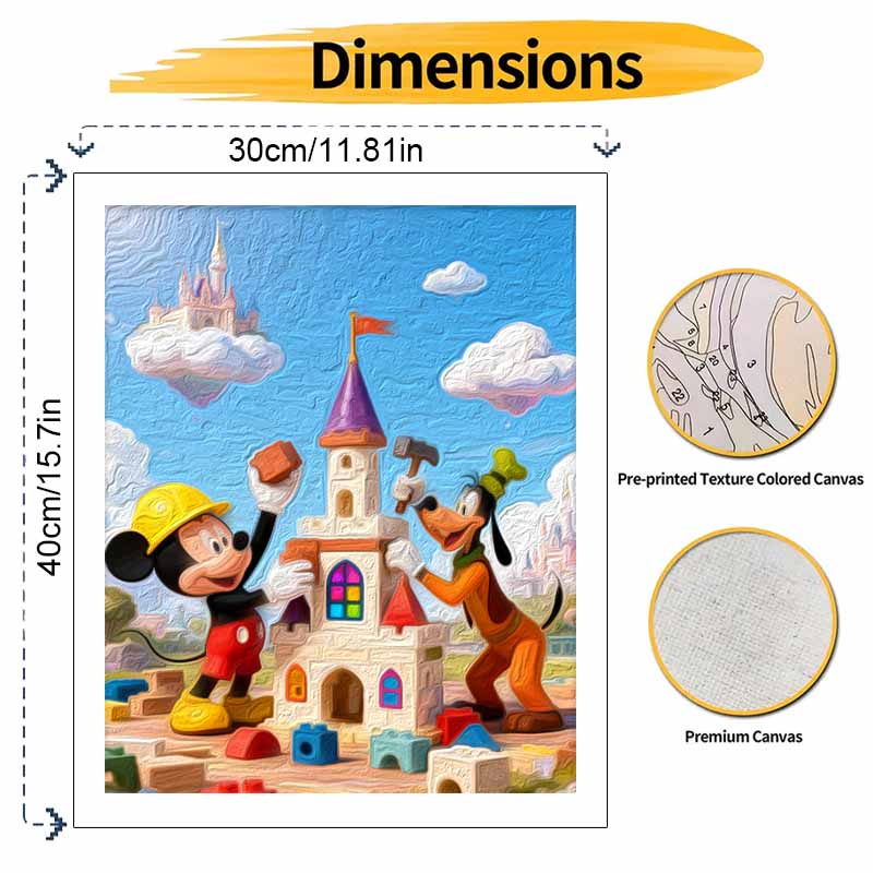 Disney Castle Building Oil Paint Digital Painting Art Kit FillIn Painting Home Decor