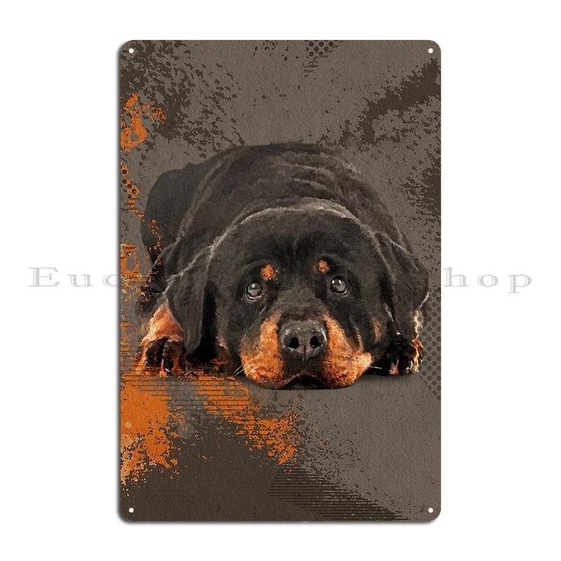 Rottweiler Rottie Dog Portrait Colorful Collage Art Metal Plaque Garage Club Wall Wall Plaque Printed Wall Mural Tin Sign Poster