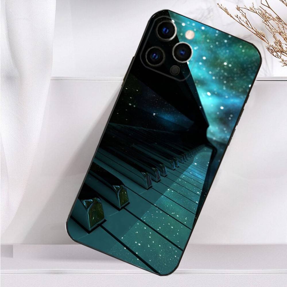 Keyboard Art Piano Phone Case For iPhone 16,15,14,13,12,11 Plus,Pro Max,XS,X,XR,SE,Mini,8,7 Soft Silicone Black Cover
