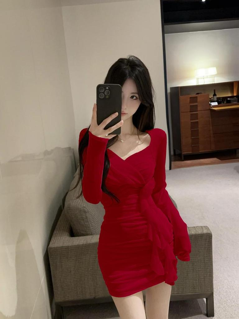 Spicy Girl Mesh Bodycon Kleid – Sexy Nachtclub- & Massage-Technikerin-Uniform