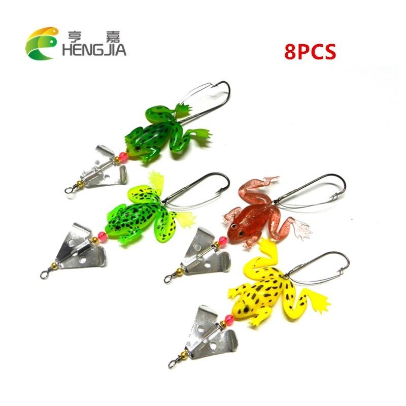 

HENGJIA 11,5 см/6,2 г приманки для рыбалки в виде лягушки с ложкой 8 шт./лот приманки для щуки рыболовные снасти 8pc