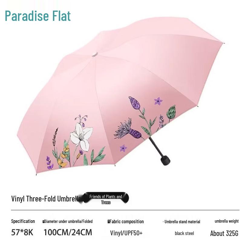 Paradise Umbrella Floral Series Black Coating UV Protection Folding Umbrella