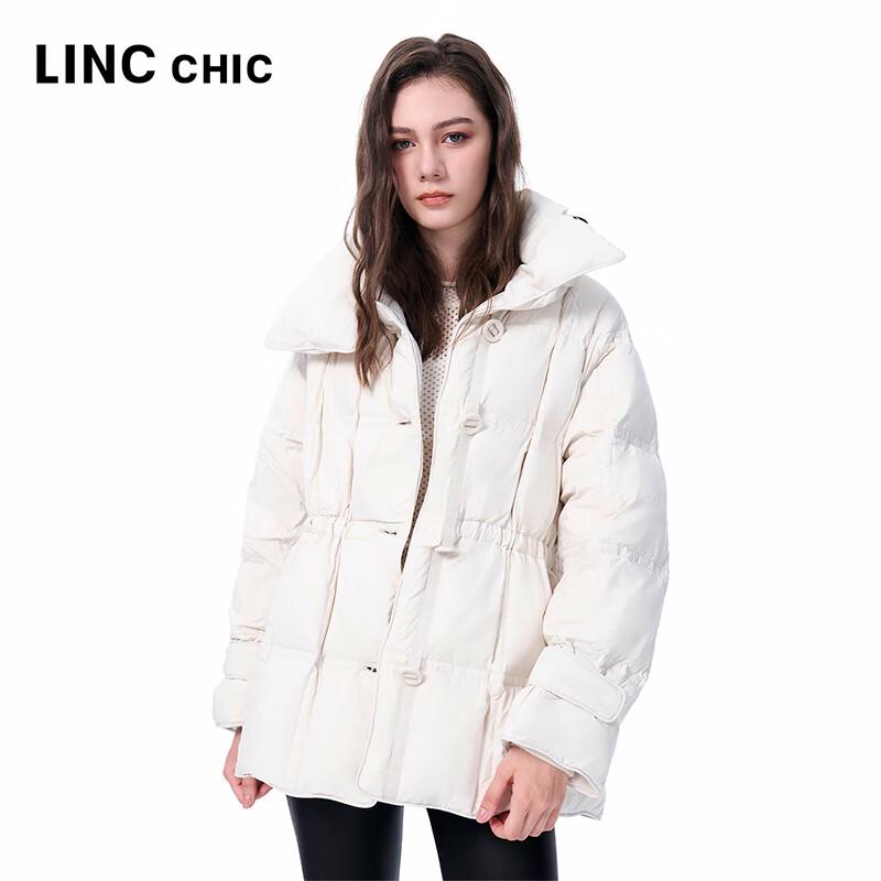 Jinyujie Women's Short Loose Fit Down Jacket with Large Lapel