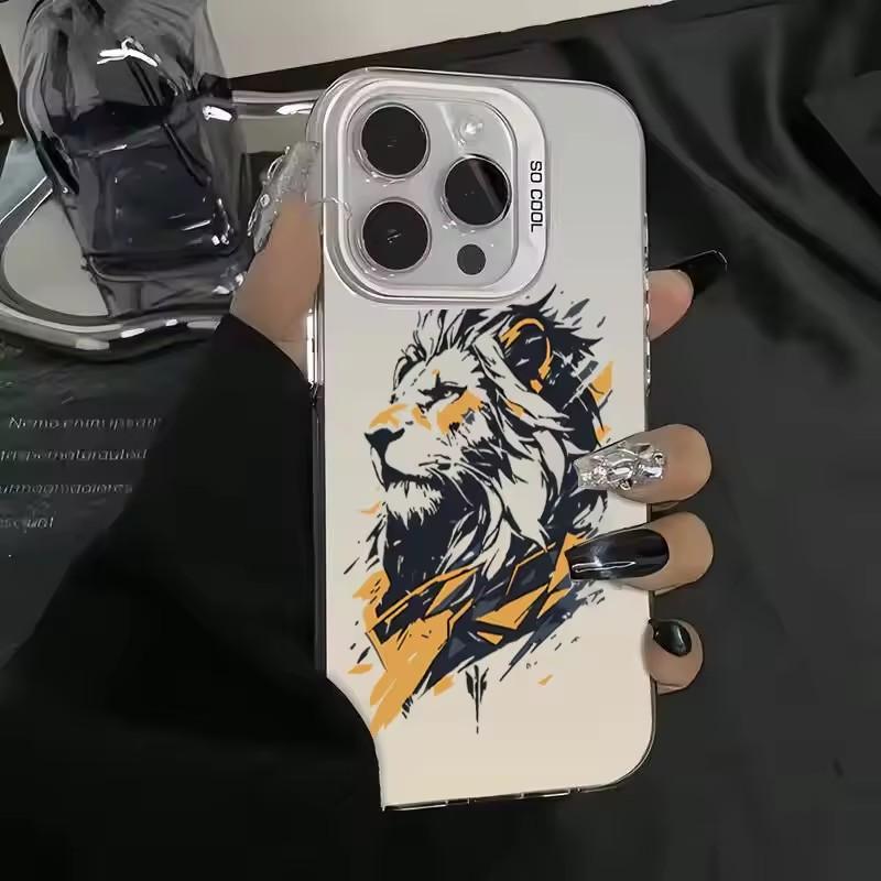 Case For Samsung Galaxy A55 5G A54 A35 A15 Galaxy S25 S24 Ultra S23 FE S22 Plus S21 S20 Cross Pattern Bicolor Lion Phone Cover