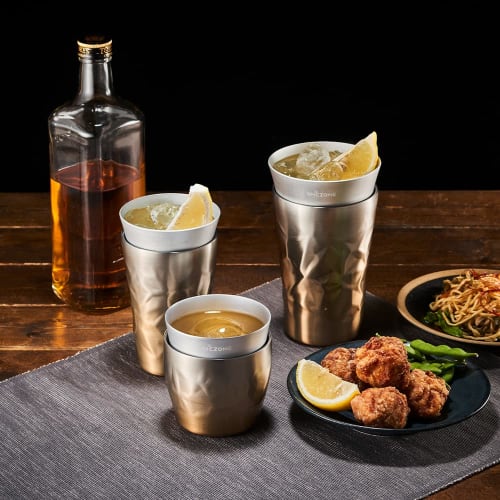 Doshisha "Hyokyoku" Tumbler, Insulated, Double-Walled Vacuum Wall, Single-Walled Aluminum, 350ml, Gold, ONZONE