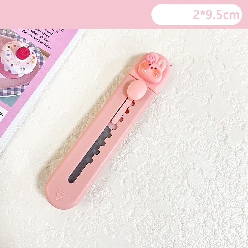 Cute Cartoon Bunny Art Utility Knife Mini Pocket Box Knife Paper Cutter Craft Wrapping Refillable Blade Stationery Cutter