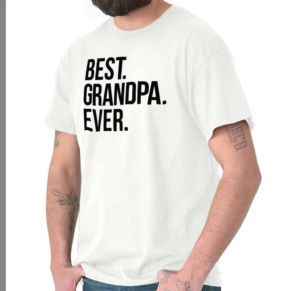 Best Grandpa Ever Grandfather Family Love Mens Casual Crewneck T Shirts Tees XXL