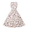 Women Summer Floral Print Sleeveless O Neck A Line Slim Midi Dress
