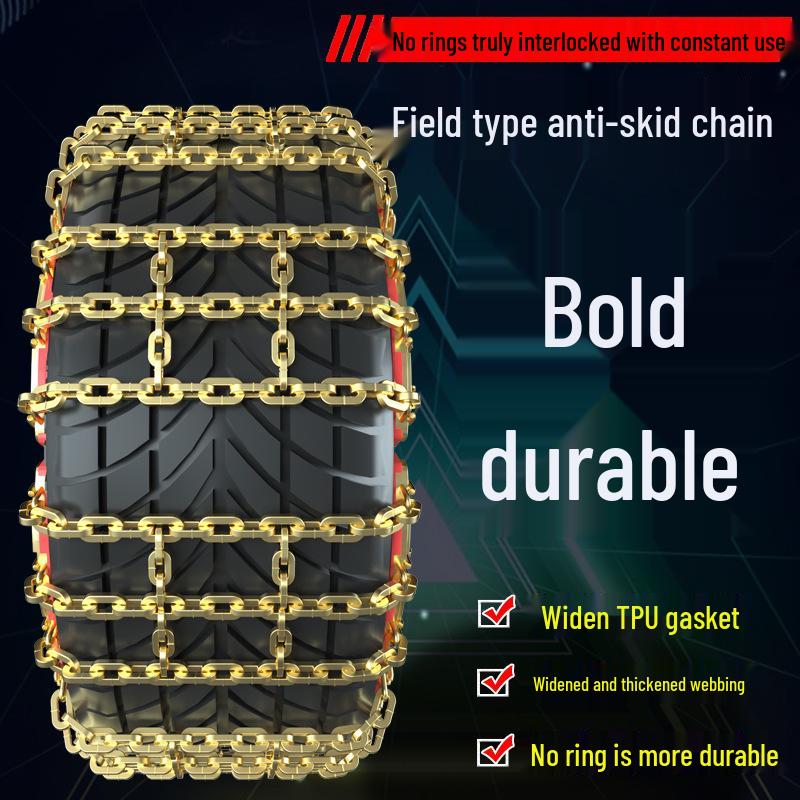 Universal Thickened Waffle Pattern Anti-Skid Tire Chains for Snow Emergencies