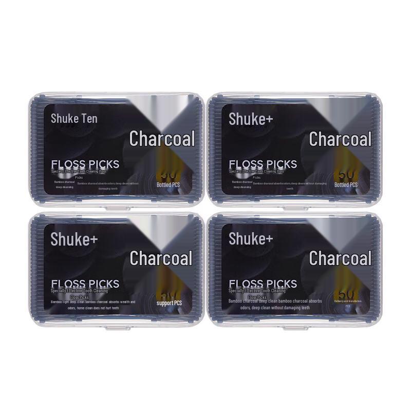 Sakol Bamboo Charcoal Flat Dental Floss Picks