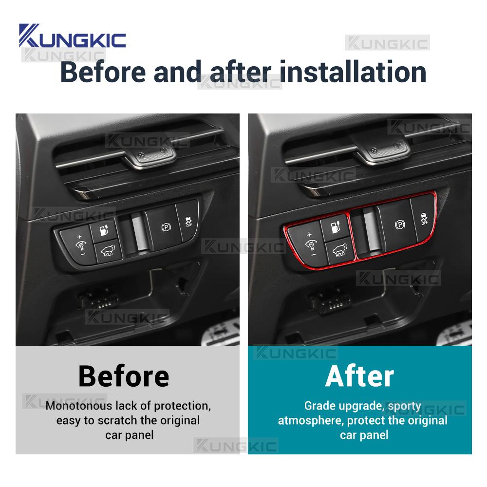 Echter Weicher Karbonfaser-Aufkleber für Kia EV6 GT EV 2022 2023 2024 2025 LHD RHD Auto Scheinwerfer Knopfschalter Dekor Innenverkleidung