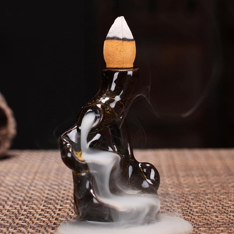 Backflow Incense Burner Ceramic Waterfall Incense Holder Fountain Backflow Incense Cone For Teahouse Tea Table Decor