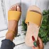 Casual Women's Sandals Style New Summer One-word Drag Women's Fashion Imitation Hemp Rope Surface Wear Women's Slippers