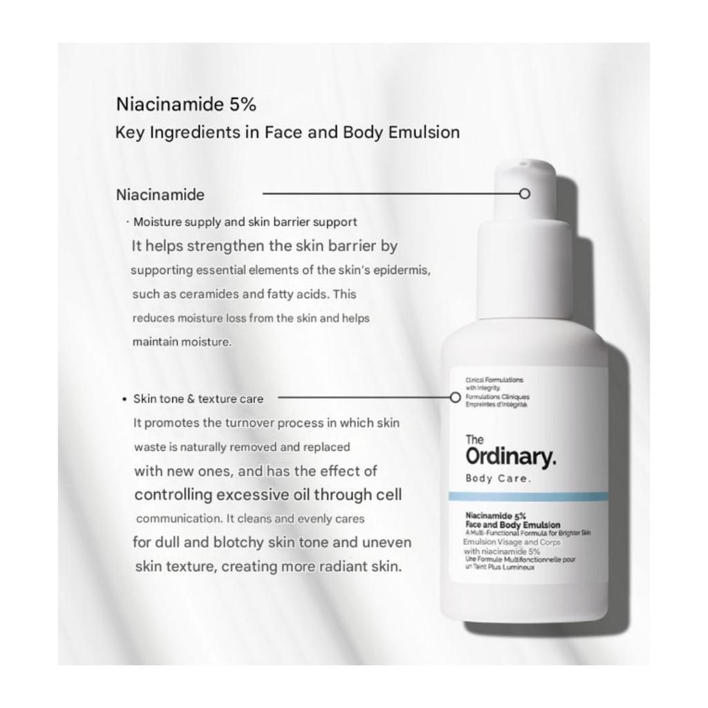 THE ORDINARY Niacinamid 5% Gesichts- und Körperemulsion 100ml (3 Optionen)