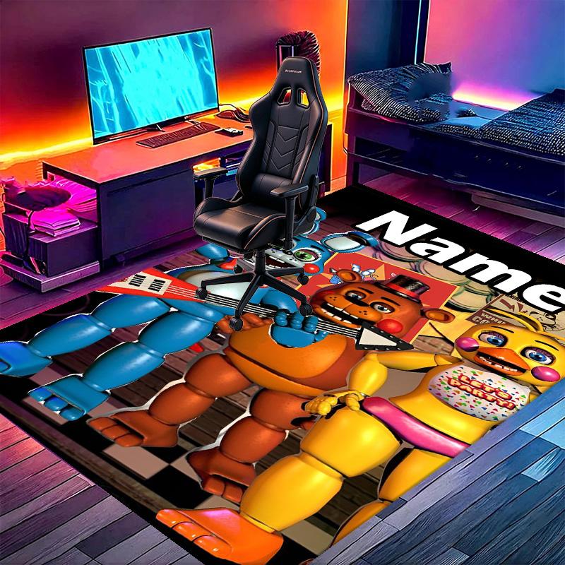 Custom Name Personalized Five Nights at Freddy's Print Carpet, Versatile Home Decor Rug, for Playroom, Apartment, Balcony, Entryway, Hallway Gift