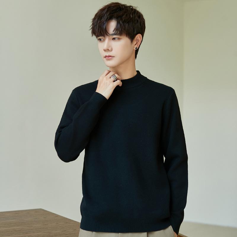 Knitted Sweater Autumn and Winter Thickened Sweater Sweater Crew Neck Top Versatile High-end Men s Clothing M