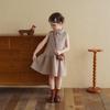 Girl's Summer Linen Plaid Sleeveless Dress