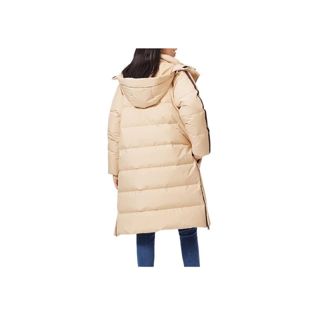 Levis FW22 Solid Color Mid-Length Hooded Long Sleeve Down Jacket Women Outerwear Khaki A5178-0001