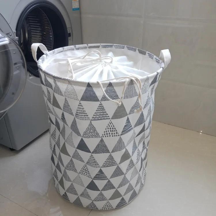 New Fashion Print Laundry Basket with Drawstring Lining Portable Foldable Storage Bag Hamper for Kids Toys Dirty Clothes Basket