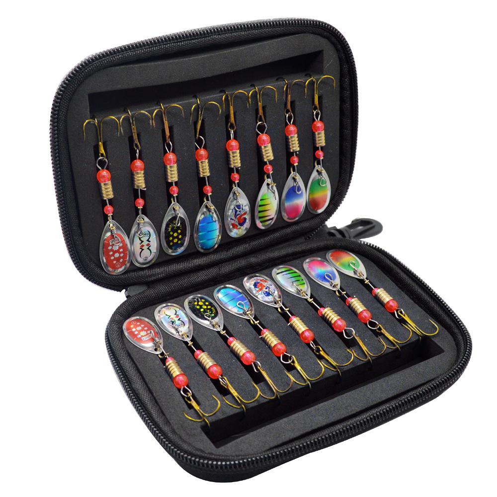 Hot 16Piece Set of Lure Bait, Rotating Composite Sequin Fishing Gear Bag, Metal Sequin Fake Bait