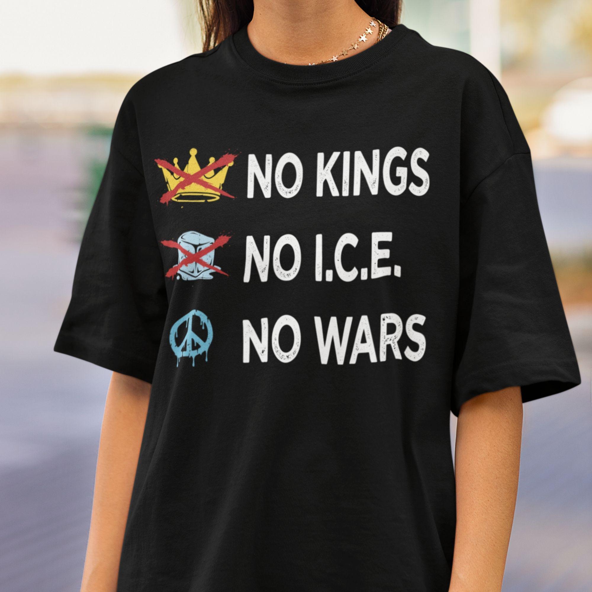 

Ice Shirt Immigration No Kings No ICE No Wars Shirt Anti War Protest Political StateUnisext Tee 2026Summer Women Unisex Cotton Tshirt 4XL