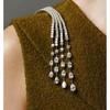 Light Exquisite Crystal Meteor Long Tassel Brooch for Women Sweet Geometry Jewelry Party Gifts