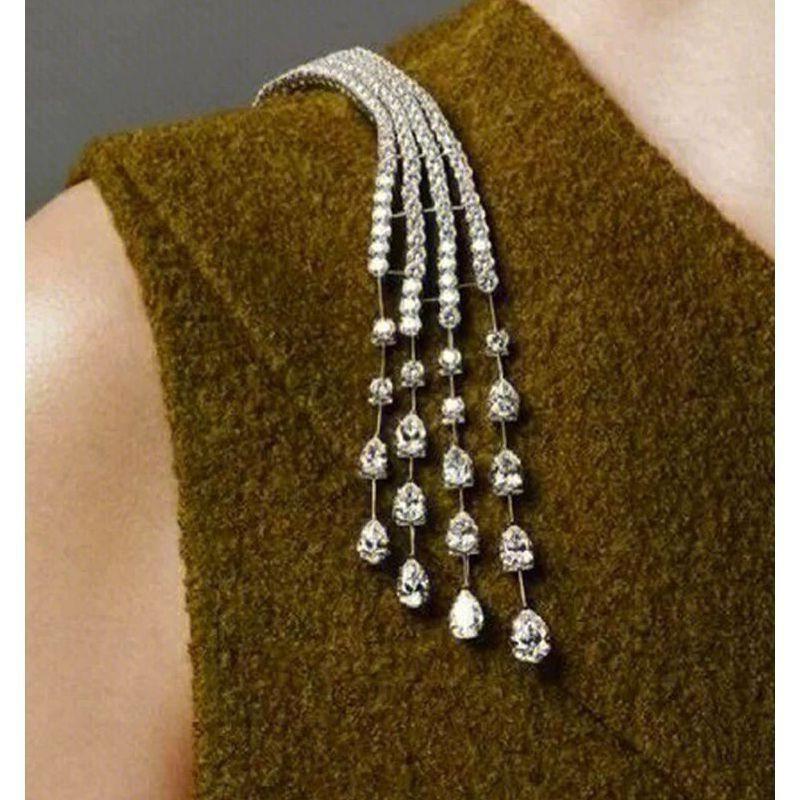 Light Exquisite Crystal Meteor Long Tassel Brooch for Women Sweet Geometry Jewelry Party Gifts