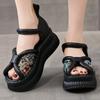 Mode GKTINOO 2025 Sommer Neue Vielseitige Echtes Leder Peeptoe Sandalen Retro Bequem Dickbesohlt Klettverschluss Damenschuhe
