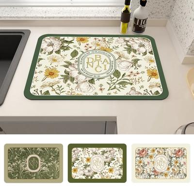 Alfombrilla para Café Súper Absorbente Alfombrilla Seca Platos Grande para Encimera de Cocina Base Drenante Antideslizante Accesorios para Cafetería Alfombrillas Secas