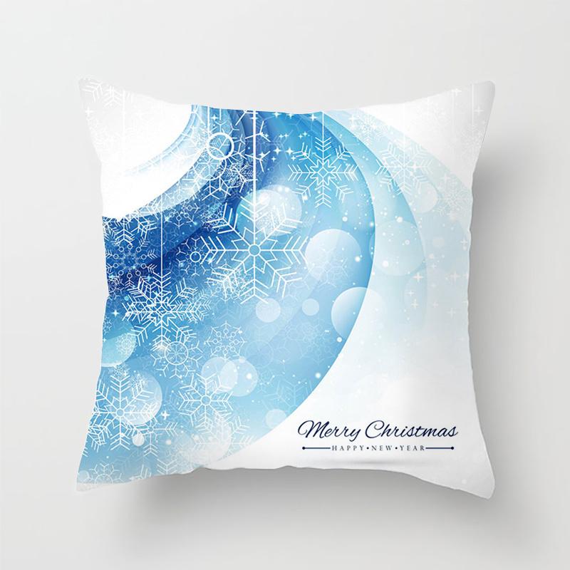 Heimdeko Weihnachten Schneemuster Kissenbezug Polyester Dekorative Kissenhülle Neujahr Sofa Kissenbezug