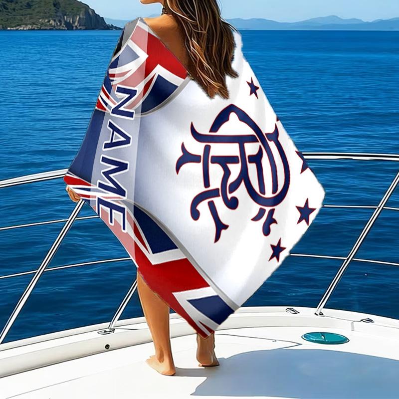 1pc Football27 Beach Towel with Custom Name, Beach/Swimming/Bath/Picnic/Camping Towel, Suitable for Seaside Beaches
