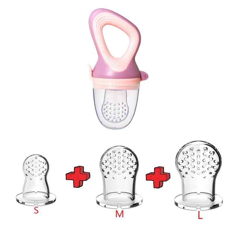 5 In 1 Baby Fruit Feeder with Nipple Set Baby Silicone Mesh Bag Pacifier Fruit and Vegetable Feeder Nursing Toddler Teething Toy
