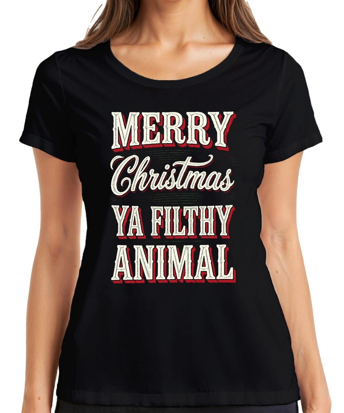 Merry Christmas filthy animal Weihnachten lustig Weihnachtsfeier Damen T-Shirt XL