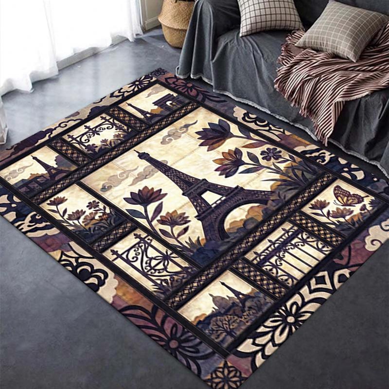 2025 New Paris Eiffel Tower Carpet Rug for Living Room Bedroom Home Sofa Decoration,Kids play Non-slip Floor Mat87