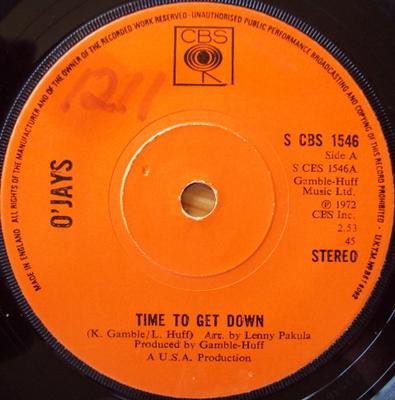 7inch Record O'JAYS - Time To Get Down SCBS1546 CBS 1973 UK Soul/Funk Used