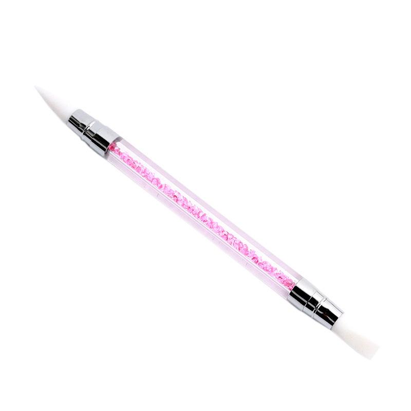 Nail Art Silicone Pen: Double-Headed Carving & Embossing Tool with Magic Mirror Powder, Glitter Rhinestone, and Dotting Features.