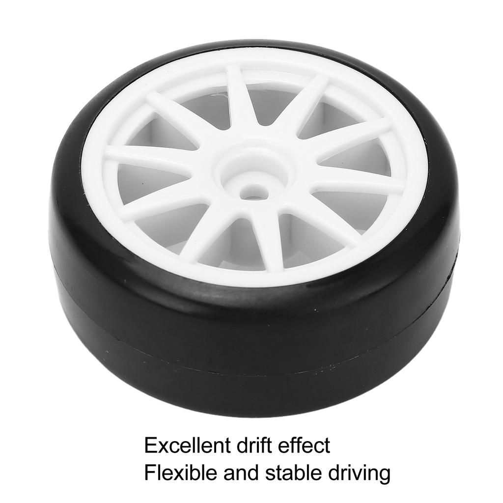 4 Pcs RC Drift Tire Wheels Rubber Plastic Hard Tires for Car Accessories 12mm Hex Black