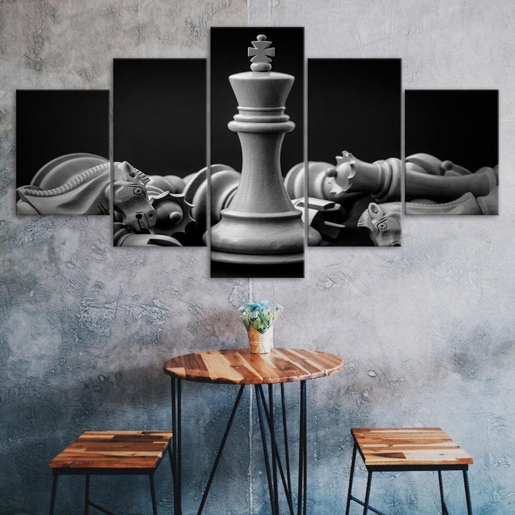 Scacchiera Tela 5 Pezzi Cinque Pannelli Stampa Murale Arte Moderna Poster Immagine Decorazione Casa Regalo Per Lui Per Lei