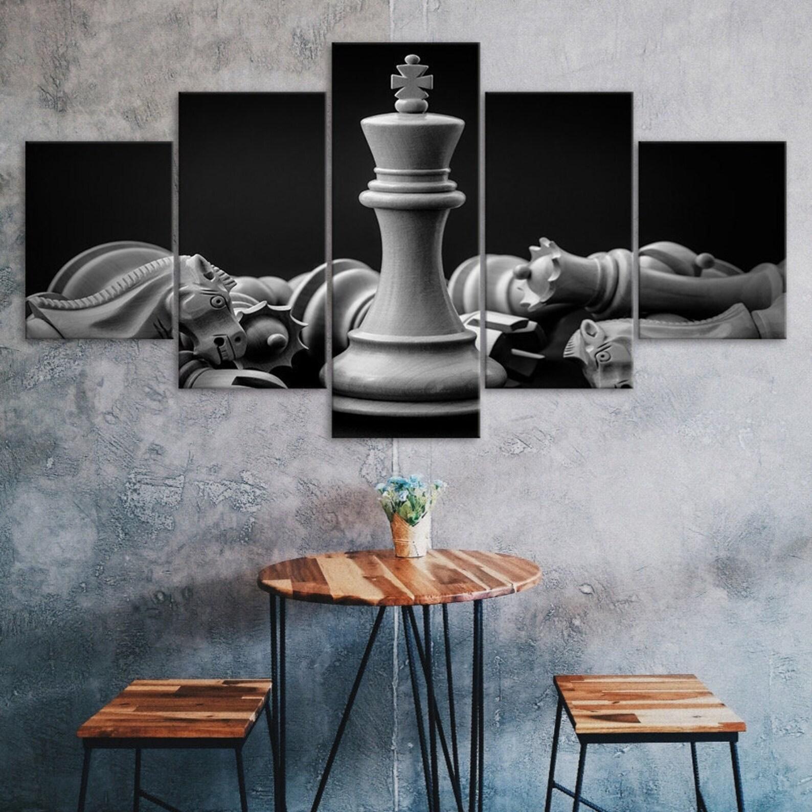 

Chess Game Canvas 5 Piece Five Panel Wall Print Modern Art Poster Picture Home Decor Gift For Him For Her 20X35 20X45 20X55CM