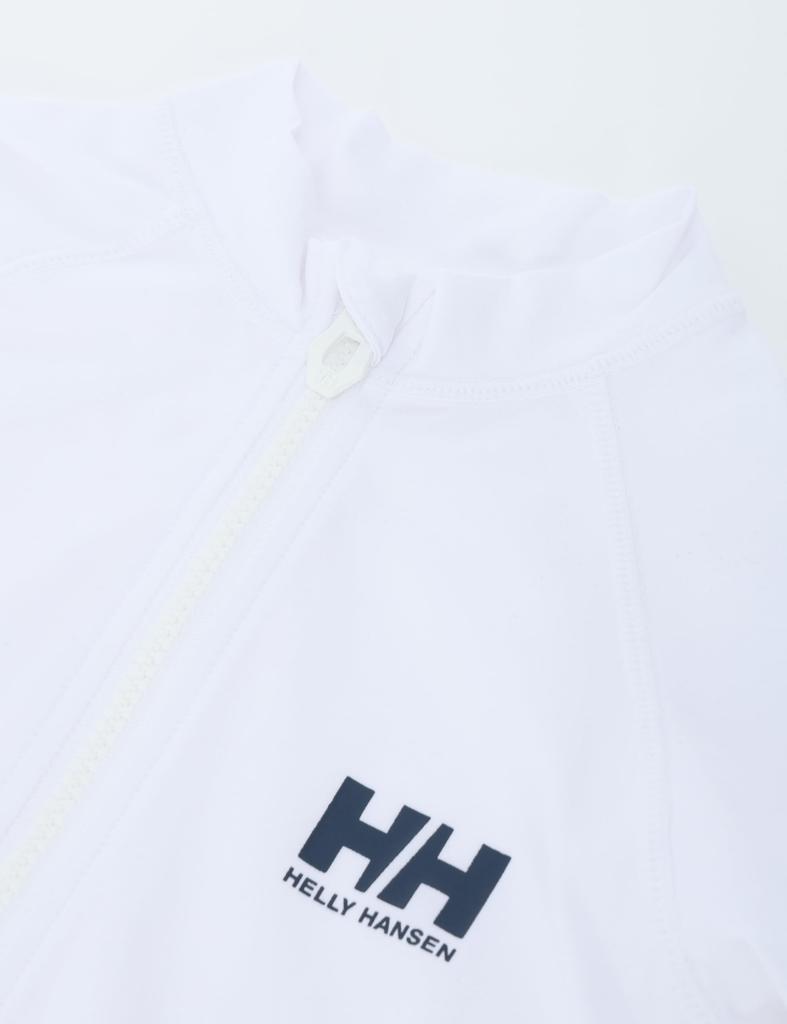Helly Hansen Kids' Swimsuit, K L/S HH Full-Zip Rashguard, Clear White