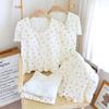 Pajamas Women's Summer New Pure Cotton Short-sleeved Shorts Korean Spice Girls Thin Loungewear Set with Chest Pads