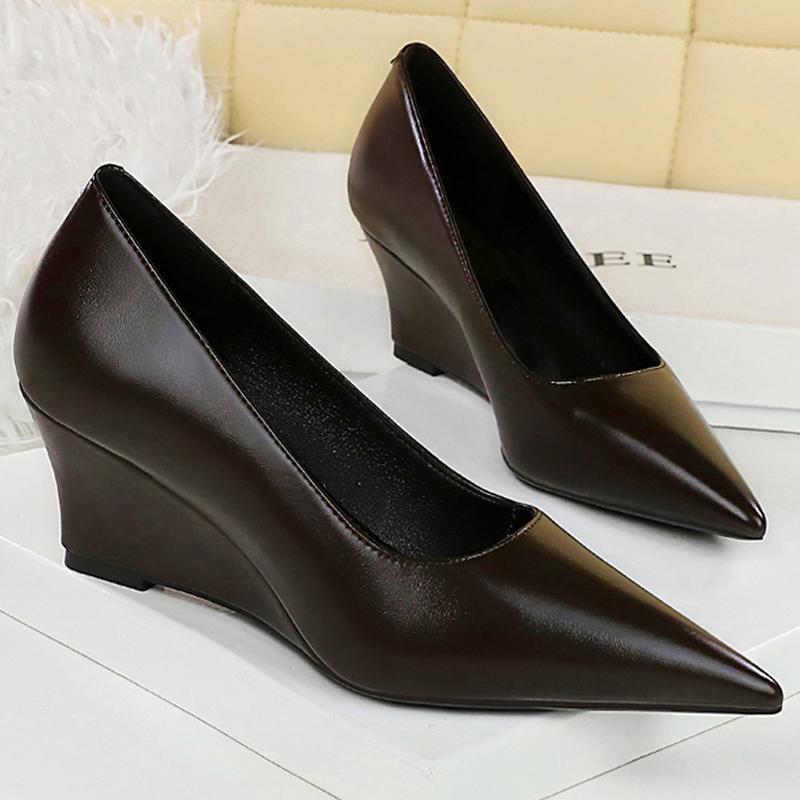 

BIGTREE 2025 Spring Woman Wedges Heels Pointed Toe Women Pumps Elegant Wedges 6 cm Ladies Shoes Zapatillas De Mujer Office shoes 35